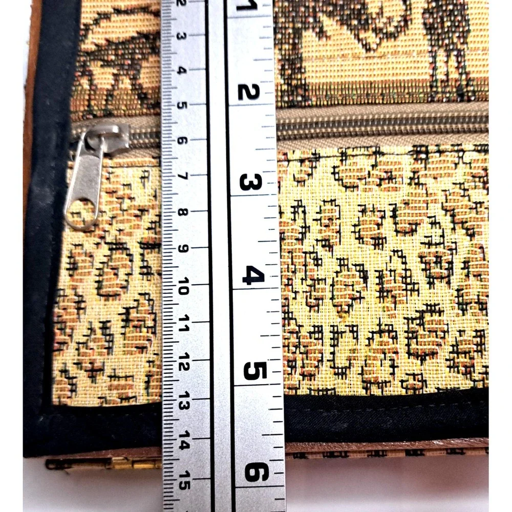 African Box Purse Jewelry Case Safari Leopard Print Hard Cover Brown 10x5.5x2